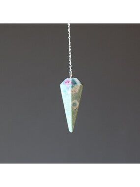 Ruby Fuchsite Pendulum Inner Truth Sterling Silver Chain Crystal Diving Point
